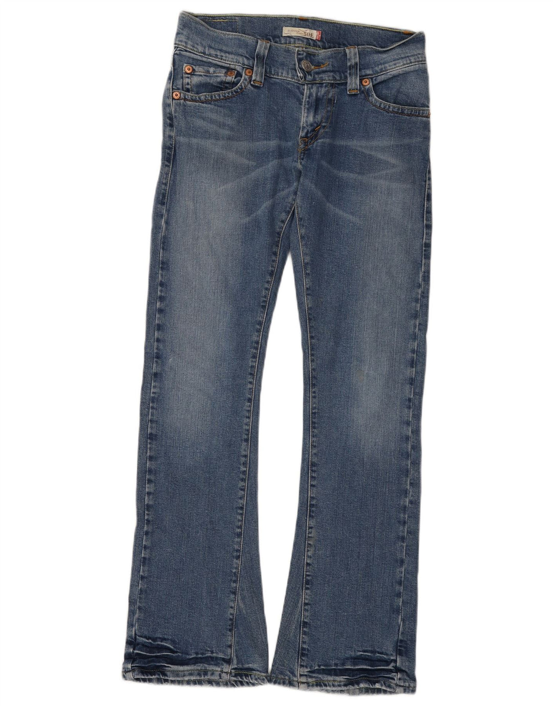 Женские расклешенные джинсы Levi's 504 с напуском, размер США 5, средний размер W28 L32, синий хлопок