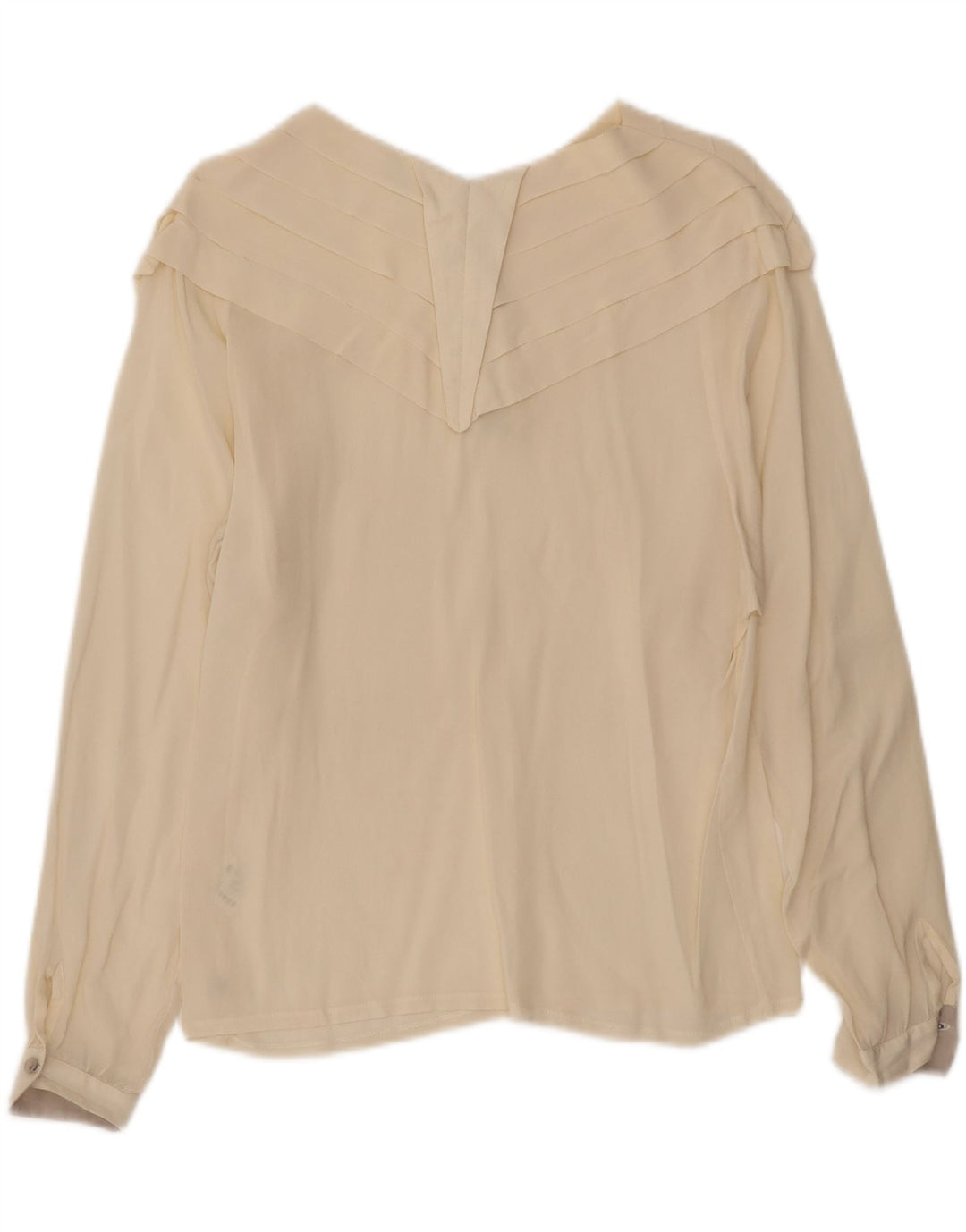 VINTAGE Womens Long Sleeve Blouse Top UK 12 Medium Off White Acetate Vintage Vintage and Second-Hand Vintage from Messina Hembry 