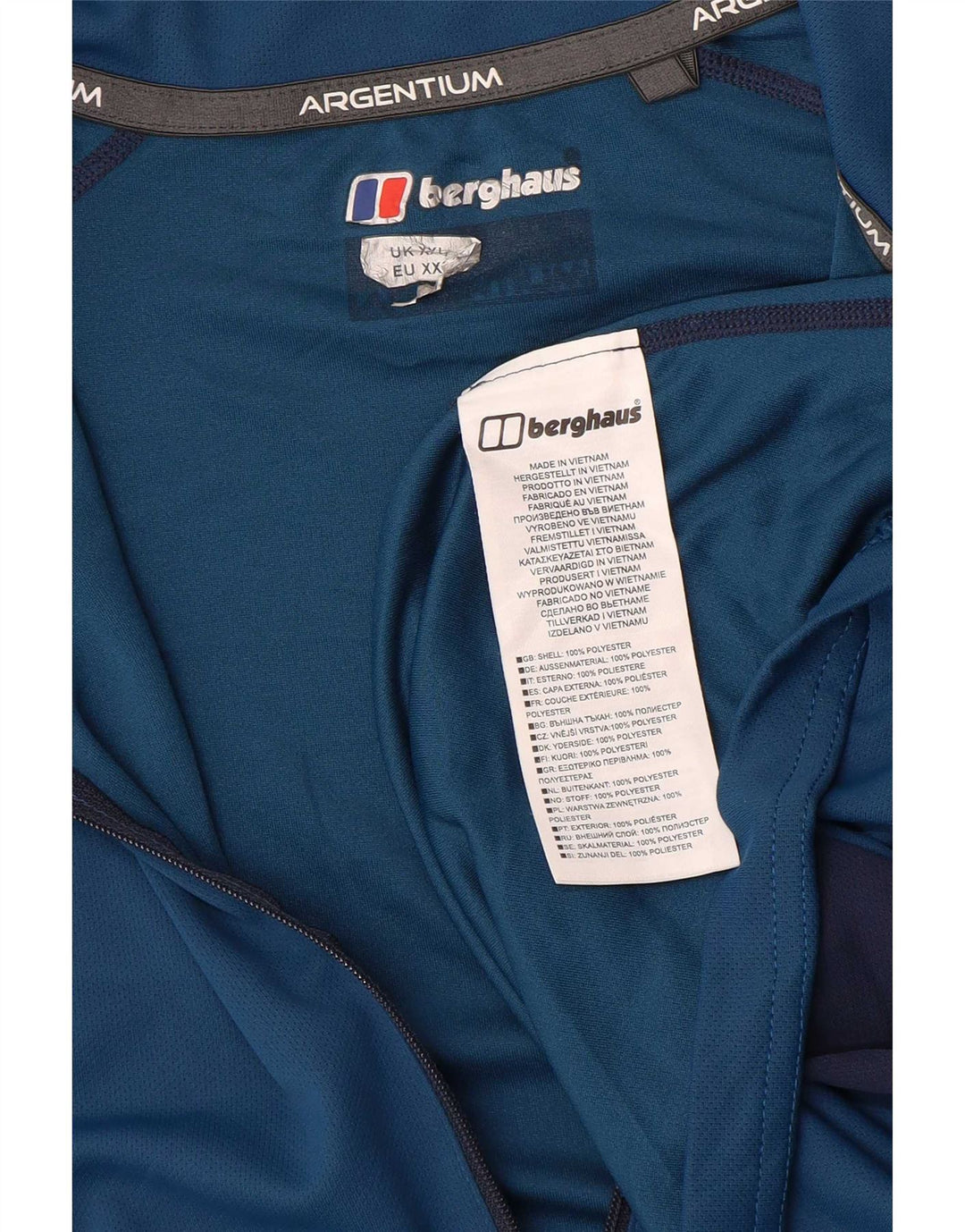 Berghaus Мужской пуловер с воротником на молнии, спортивный костюм, топ 2XL, синий с цветными блоками