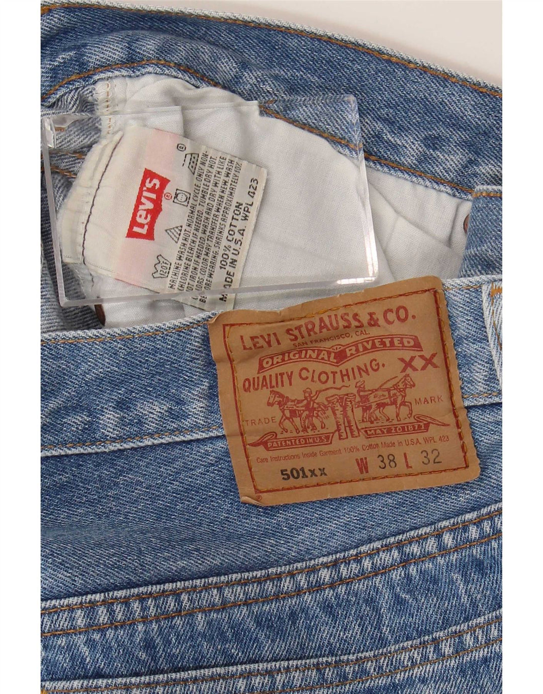 Мужские прямые джинсы Levi's 501 W38 L29 синие, хлопок