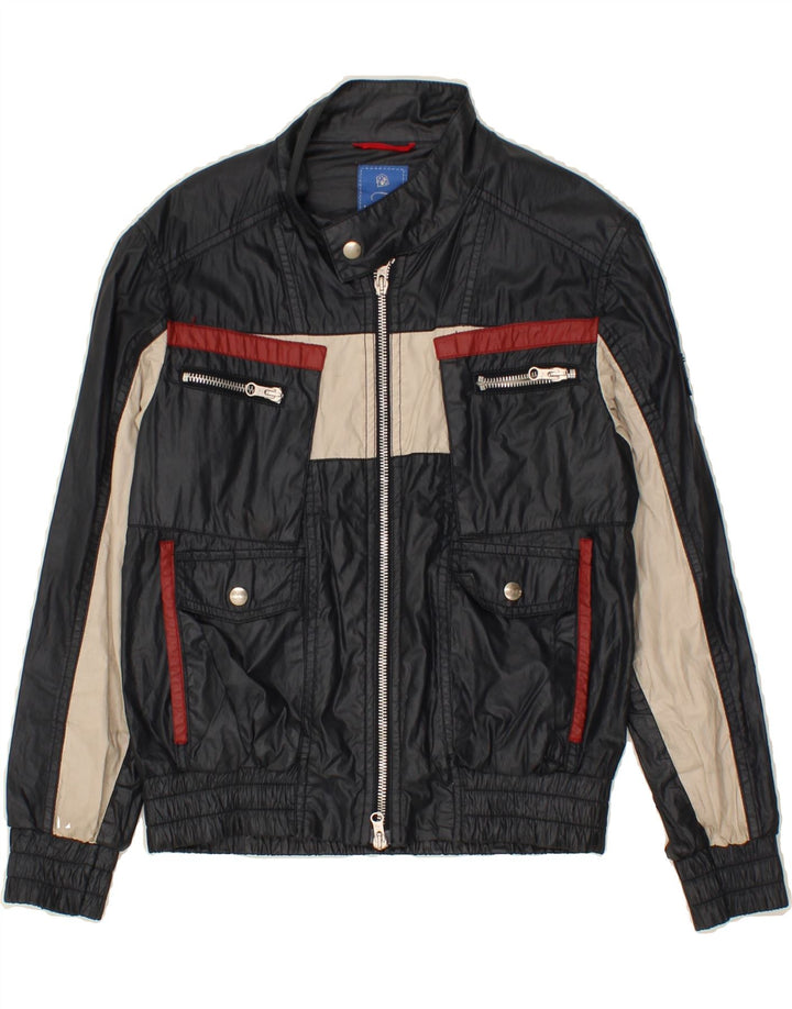 FAY Boys Bomber Jacket 9-10 Years Navy Blue Colourblock Cotton Vintage Fay and Second-Hand Fay from Messina Hembry 