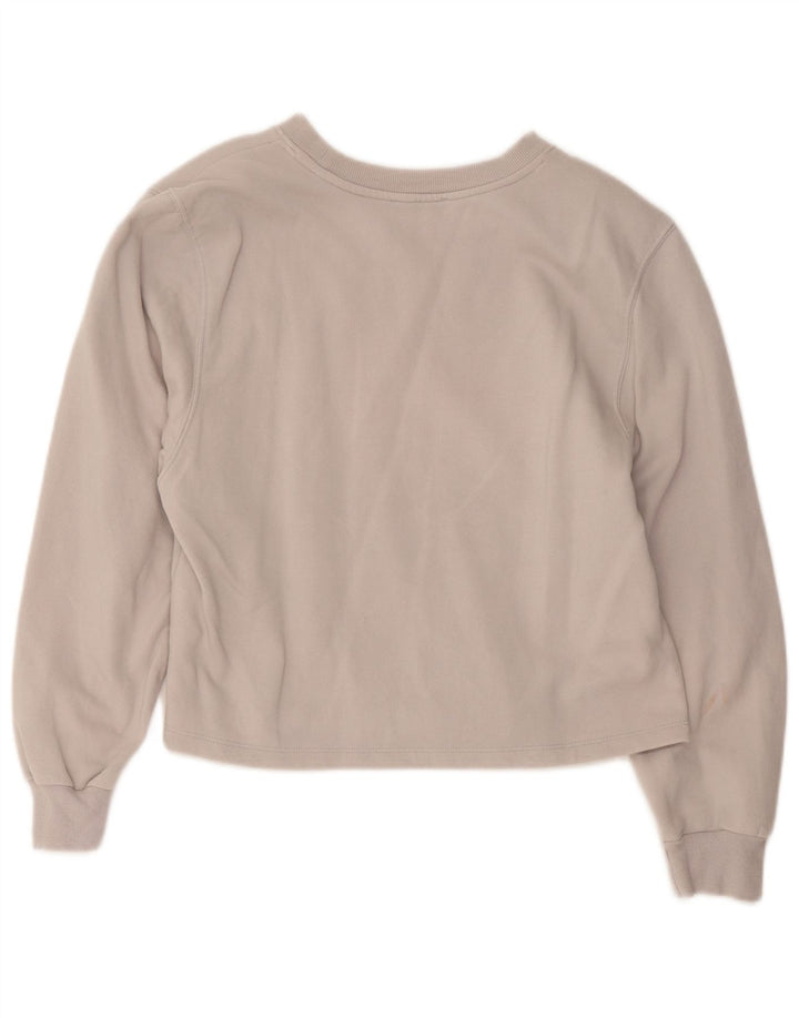 Женский укороченный свитшот Zara UK 14, хлопковый средний серый цвет