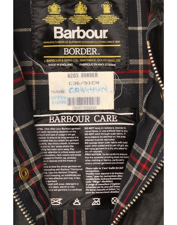 Мужское пальто Barbour из вощеного хлопка с бордюром UK 36 маленькое черное