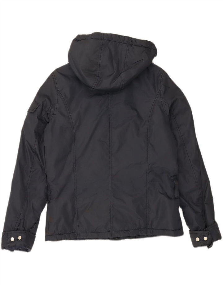 REFRIGIWEAR Womens Hooded Windbreaker Jacket UK 14 Medium Navy Blue Nylon Vintage Refrigiwear and Second-Hand Refrigiwear from Messina Hembry 
