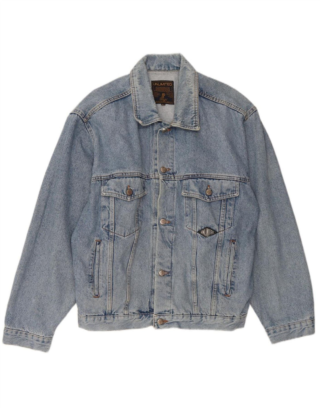 UNLIMITED Mens Denim Jacket UK 42 XL Blue Cotton