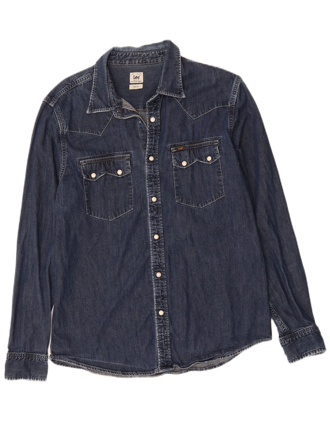 Мужская джинсовая рубашка LEE большого размера, темно-синяя, хлопок