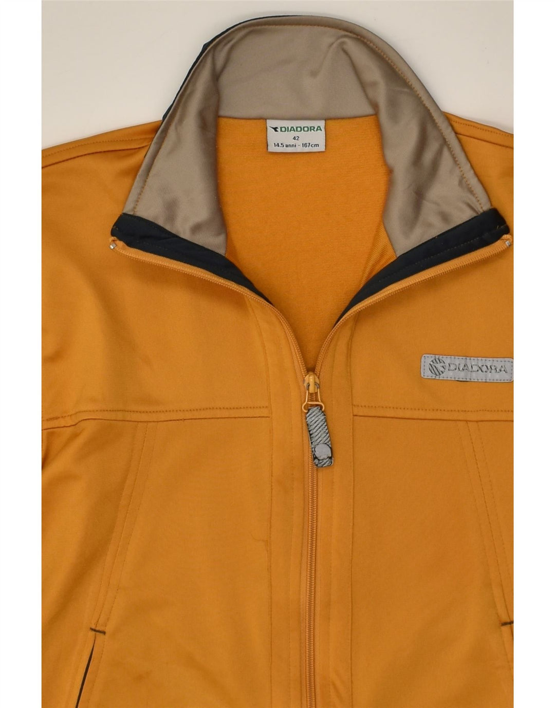 DIADORA Boys Tracksuit Top Jacket 15-16 Years Yellow Colourblock Polyester | Vintage Diadora | Thrift | Second-Hand Diadora | Used Clothing | Messina Hembry 