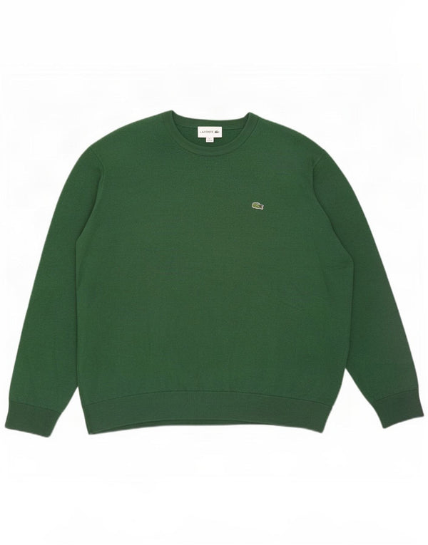 Мужской джемпер с вырезом лодочкой Lacoste, размер 7, 2XL, зеленая шерсть