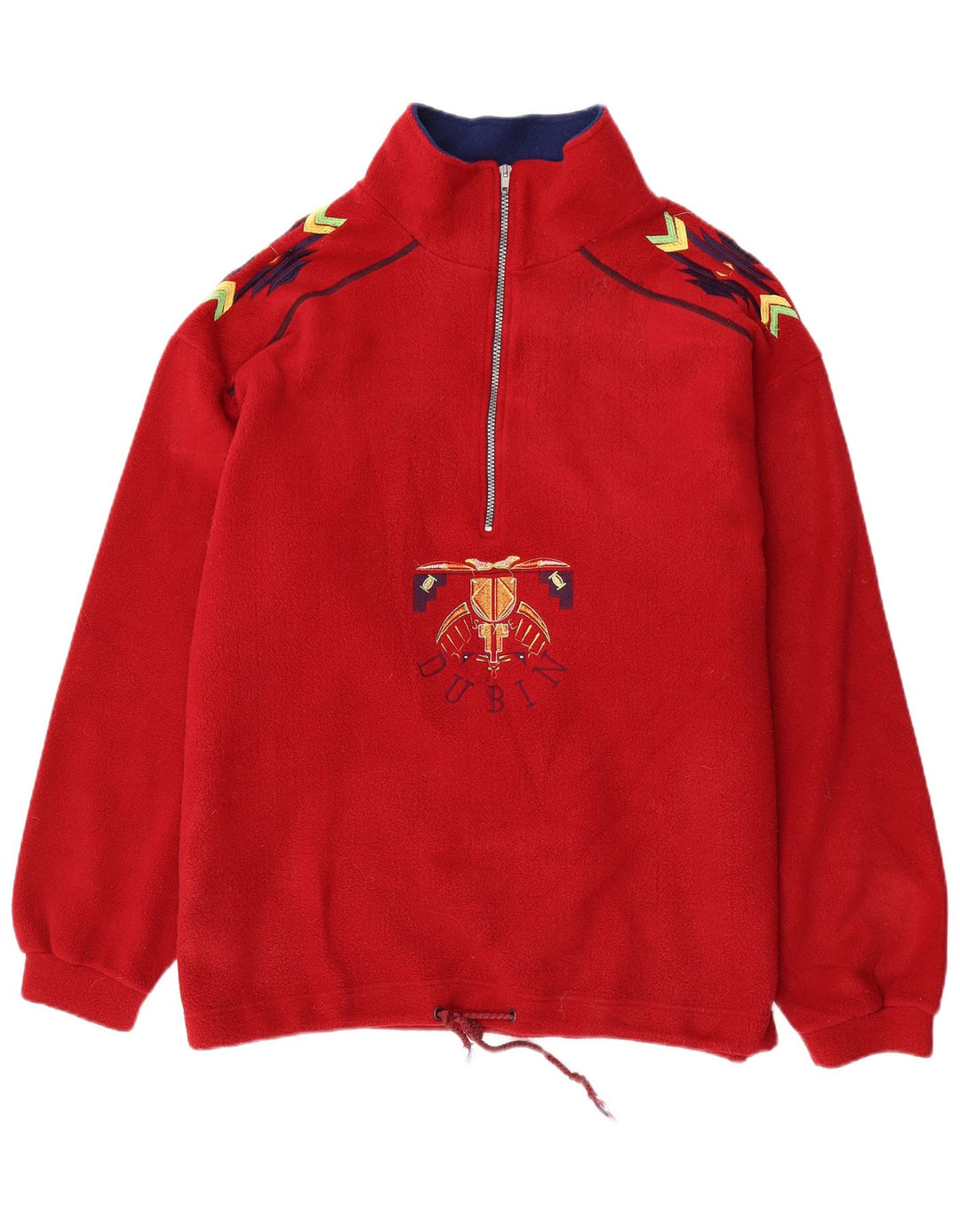DUBIN Мужской флисовый джемпер свободного кроя с графическим рисунком на молнии, большой красный полиэстер