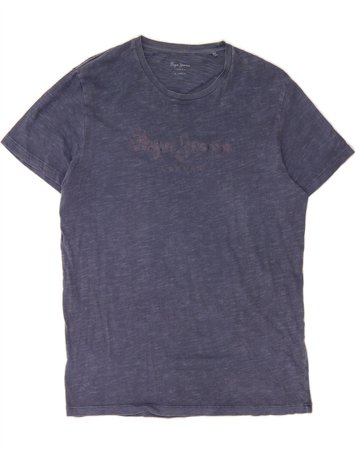 PEPE JEANS Mens London Regular Graphic T-Shirt Top Medium Navy Blue Vintage PEPE Jeans and Second-Hand PEPE Jeans from Messina Hembry 