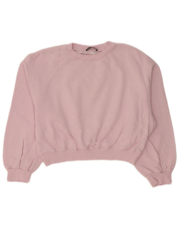 Zara Womens Crop Oversized Sweatshirt Jumper UK 10 Small Pink