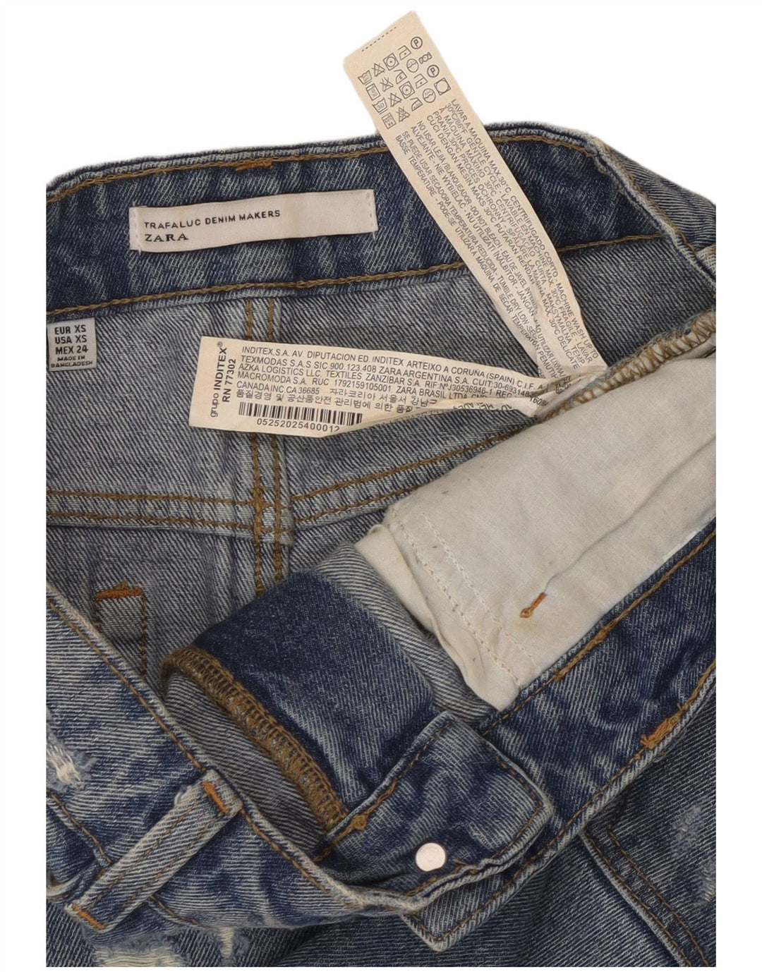 Женская джинсовая мини-юбка ZARA Trafaluc XS W24, синяя, хлопок