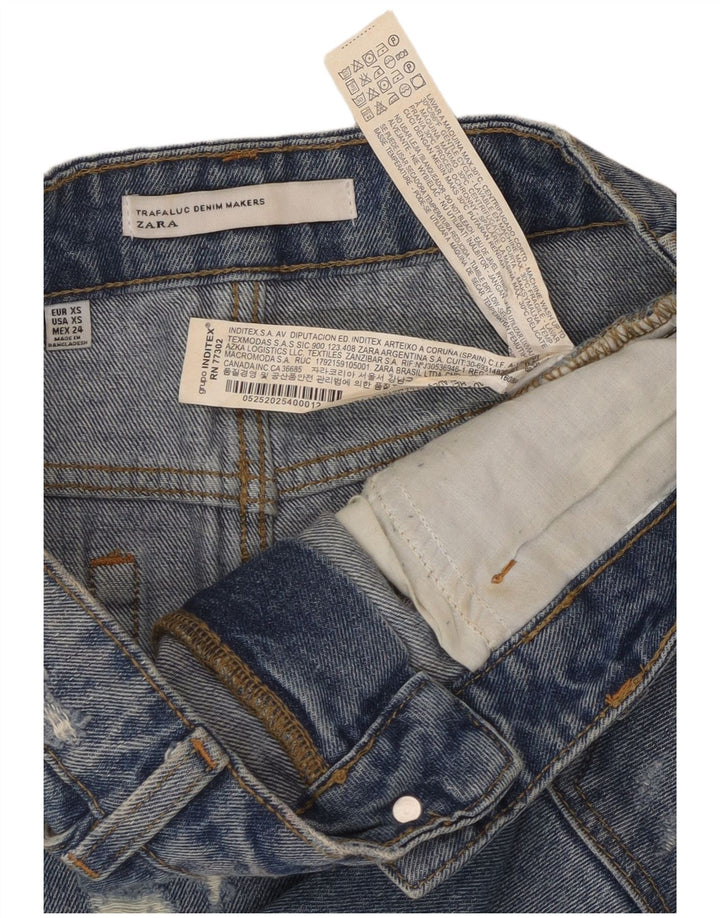 Женская джинсовая мини-юбка ZARA Trafaluc XS W24, синяя, хлопок