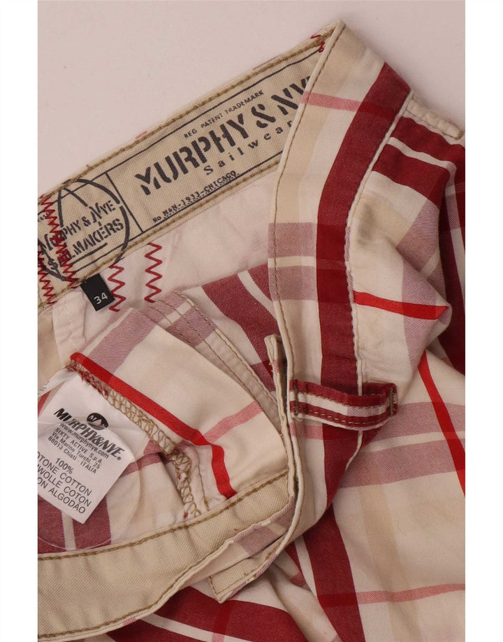 Мужские шорты чинос Murphy & Nye W34, большой красный клетчатый хлопок, хлопок