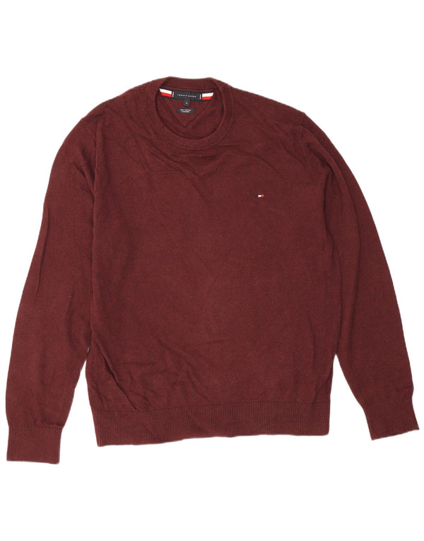 Мужской джемпер с круглым вырезом Tommy Hilfiger XL, темно-бордовый хлопок