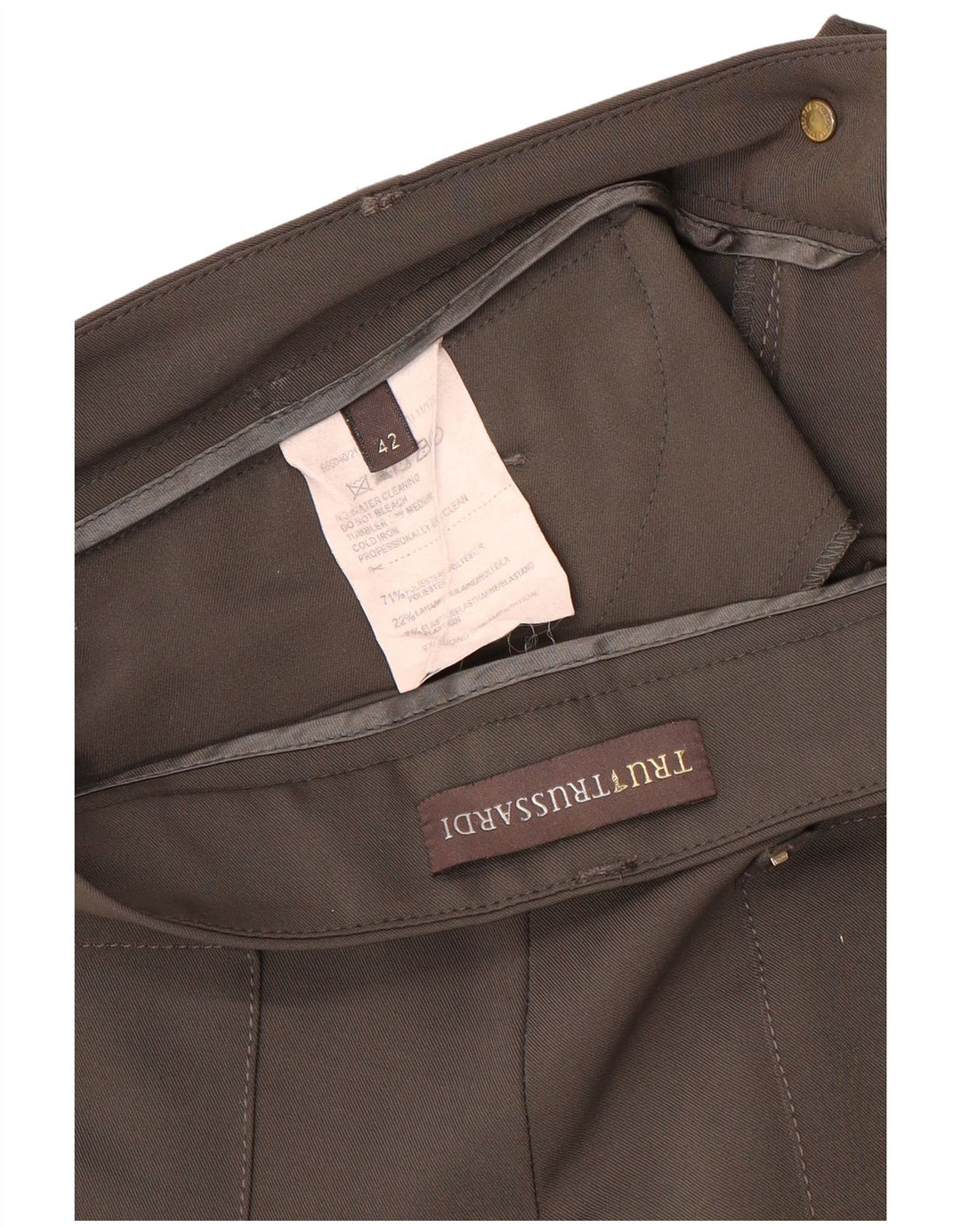 TRUSSARDI Женские узкие повседневные брюки IT 42 Medium W32 L29 Коричневые полиэстер