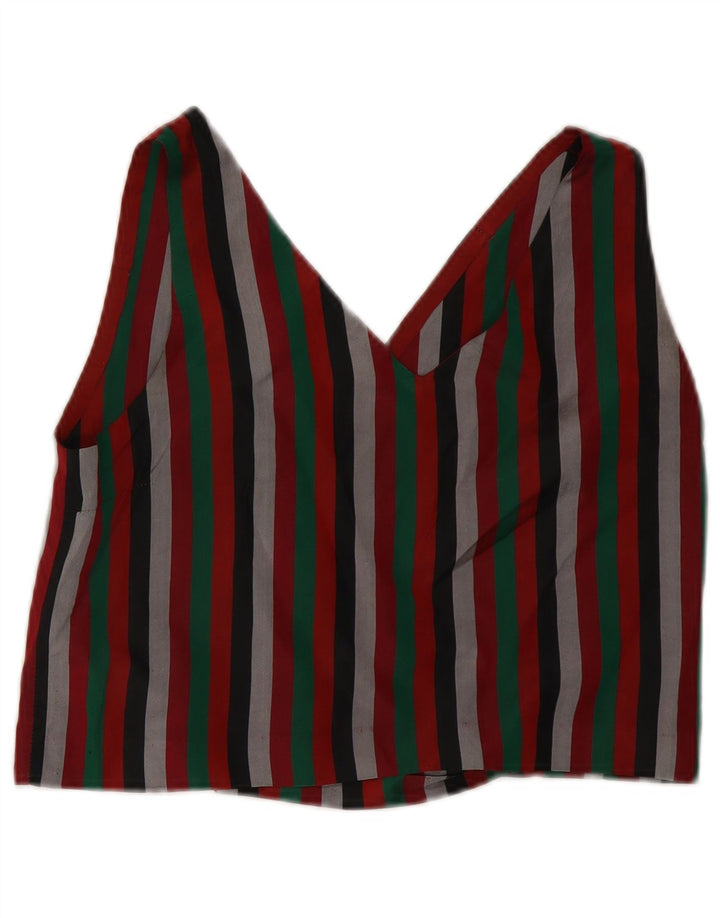 Женская укороченная блузка-рубашка VINTAGE UK 12, средние разноцветные полоски