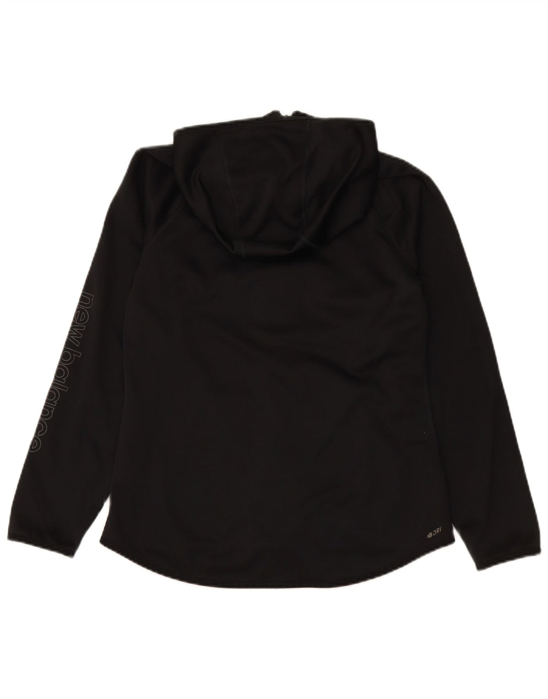 NEW BALANCE Womens Graphic Hooded Rain Jacket UK 12 Medium Black Polyester