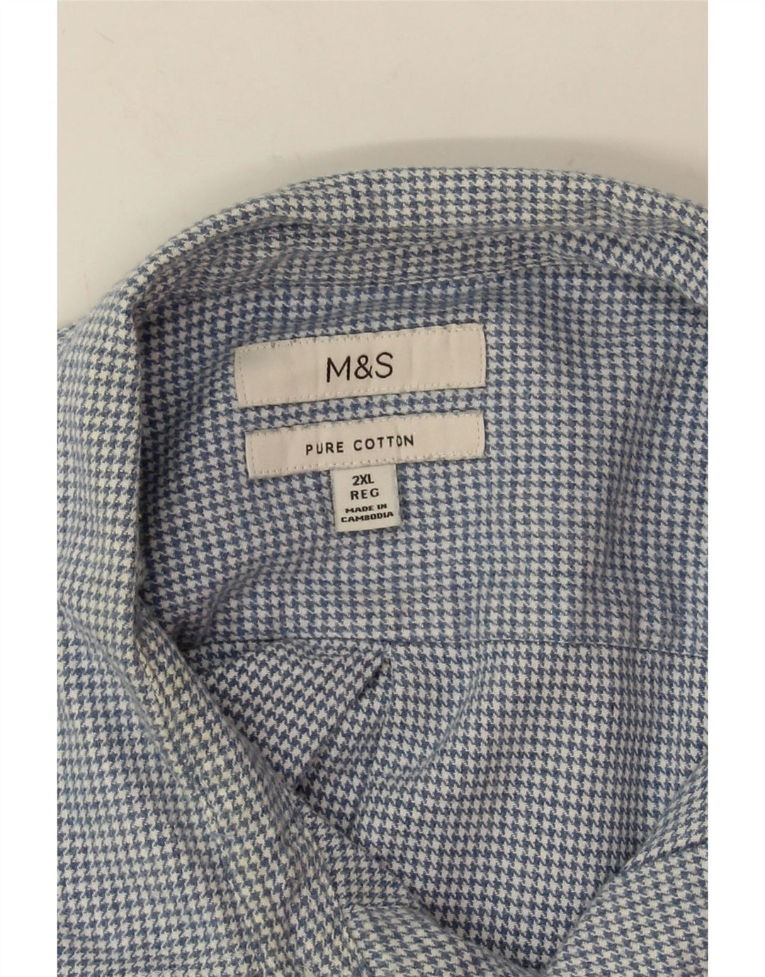 Мужская фланелевая рубашка Marks & Spencer 2XL, синяя, хлопок с узором "гусиные лапки"