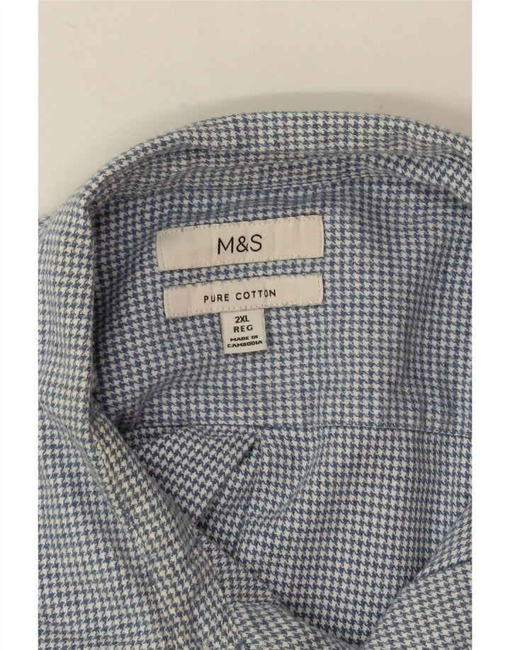 Мужская фланелевая рубашка Marks & Spencer 2XL, синяя, хлопок с узором "гусиные лапки"