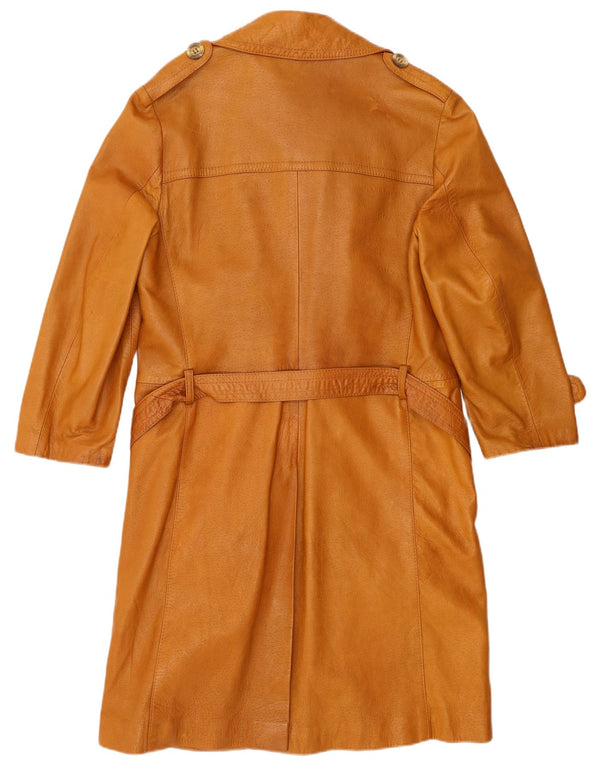 ВИНТАЖНОЕ Мужское кожаное пальто в стиле милитари EU 46 маленькое бежевое