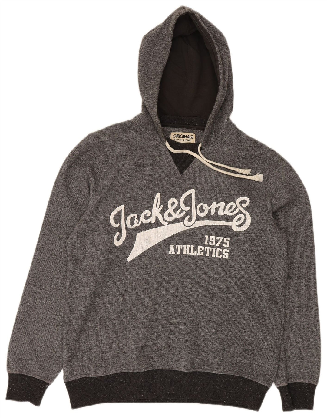 Мужской джемпер с капюшоном Jack & Jones с рисунком, средний серый, полиэстер с крапинками