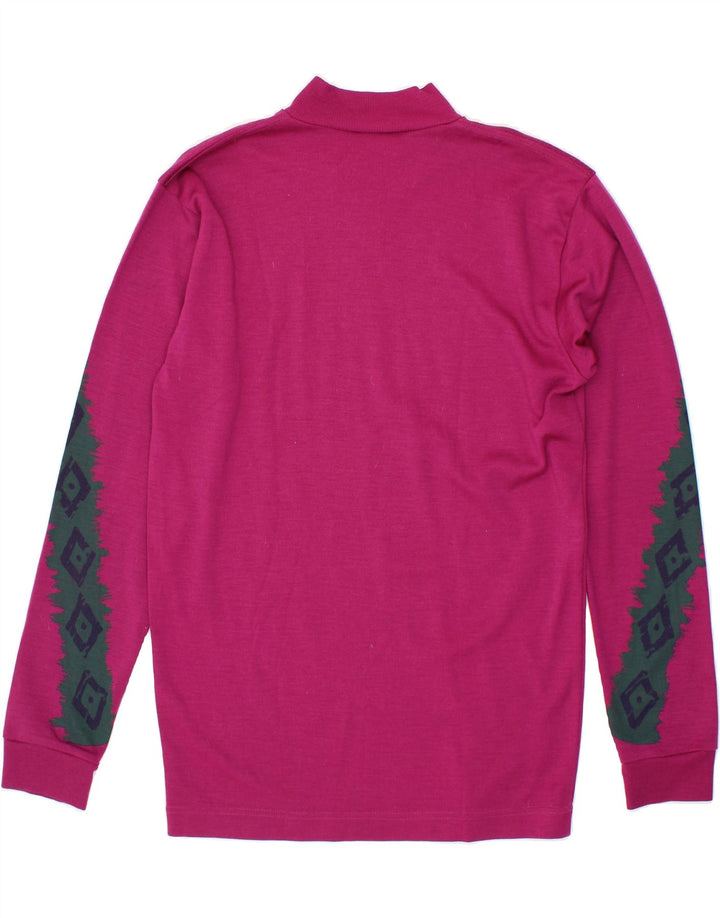 VINTAGE Mens Abstract Pattern Zip Neck Jumper Sweater Medium Pink Wool Vintage Vintage and Second-Hand Vintage from Messina Hembry 