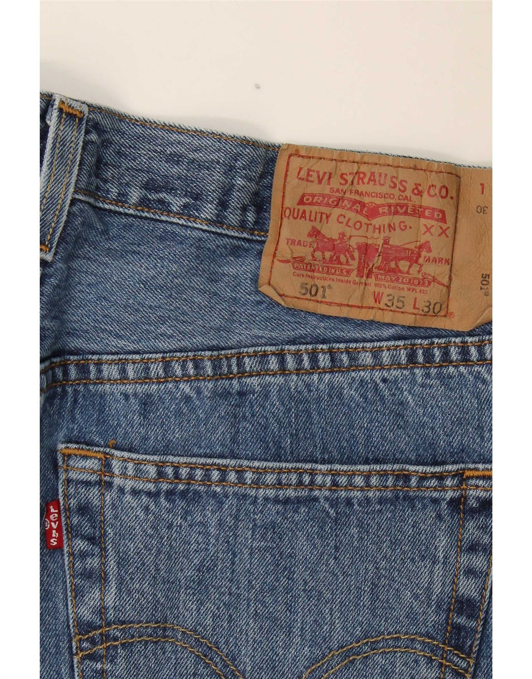 Мужские прямые джинсы Levi's 501 W35 L30 синие, хлопок