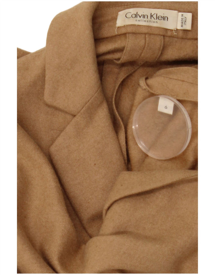 CALVIN KLEIN Женский укороченный пиджак на 2 пуговицах США 6 Средний Коричневый