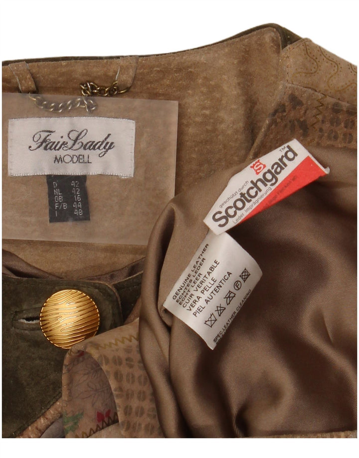 Женское пальто оверсайз Fair Lady UK 16, большое бежевое кожаное лоскутное шитье