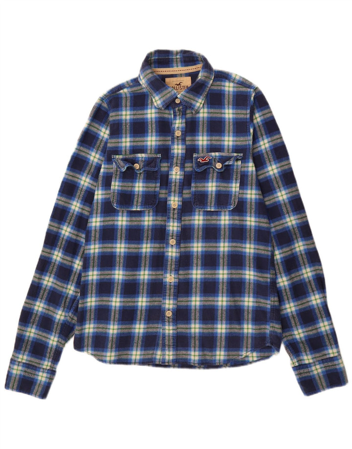 HOLLISTER Mens Flannel Shirt Large Blue Check Cotton