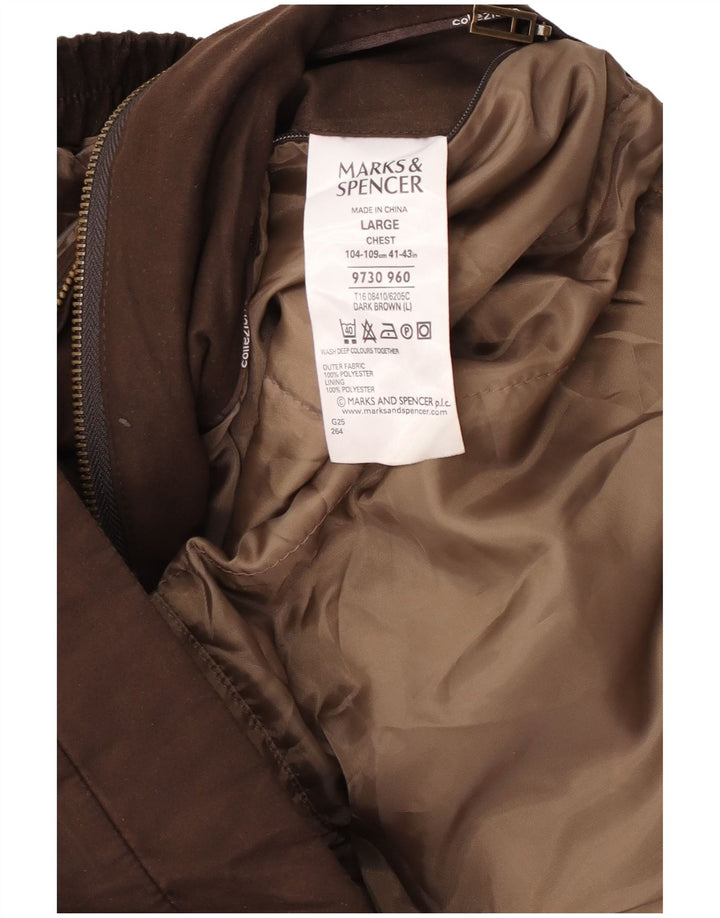 Мужская куртка-бомбер Marks & Spencer UK 40, большая коричневая, полиэстер