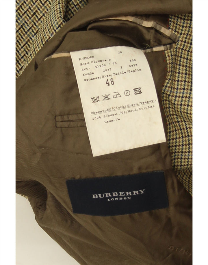 Мужской пиджак Burberry EU 48 средний желтый из натуральной шерсти с узором «гусиные лапки»