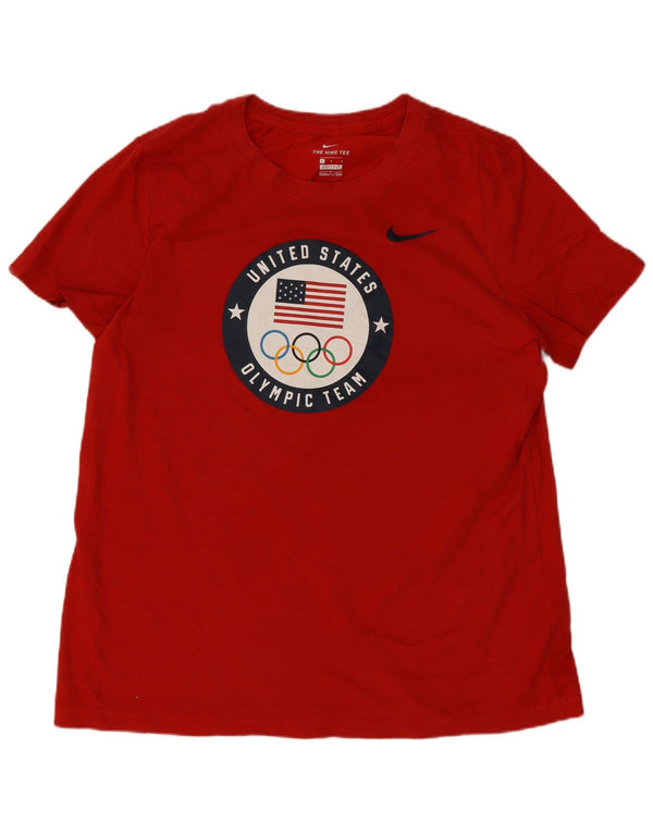 Женская футболка Nike Dri Fit с графическим рисунком Top UK 16, большой красный хлопок