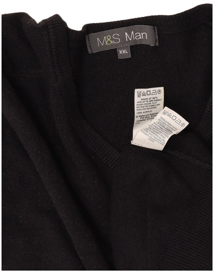 Мужской джемпер с v-образным вырезом Marks & Spencer 2XL темно-синий акрил
