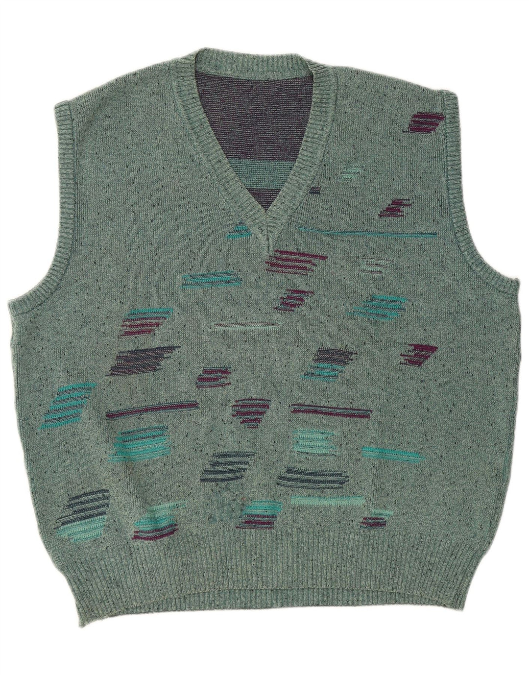 VINTAGE Mens Vest Tank Top XL Turquoise Flecked