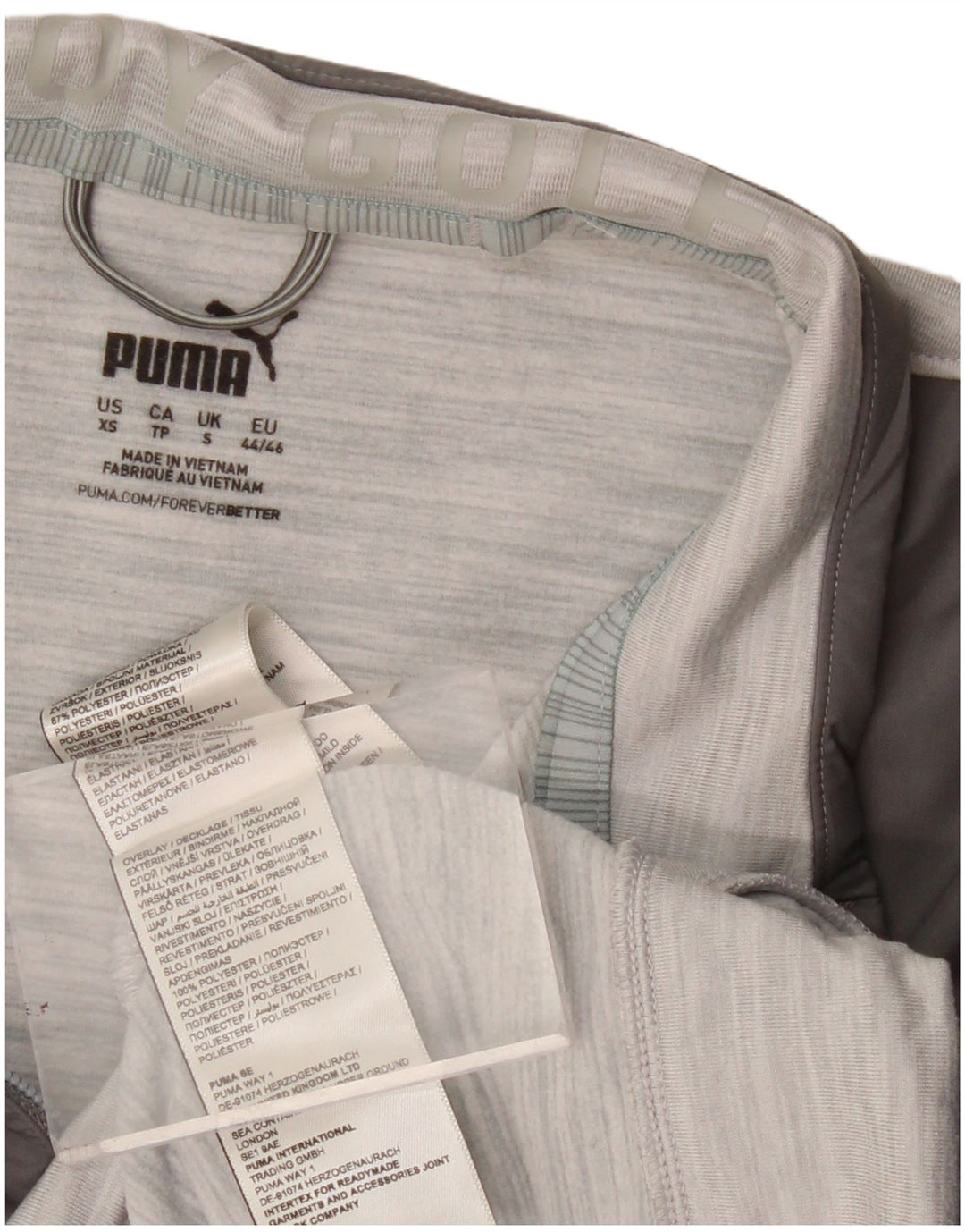 Мужской свитер PUMA с воротником на молнии, маленький серый полиэстер с цветными блоками