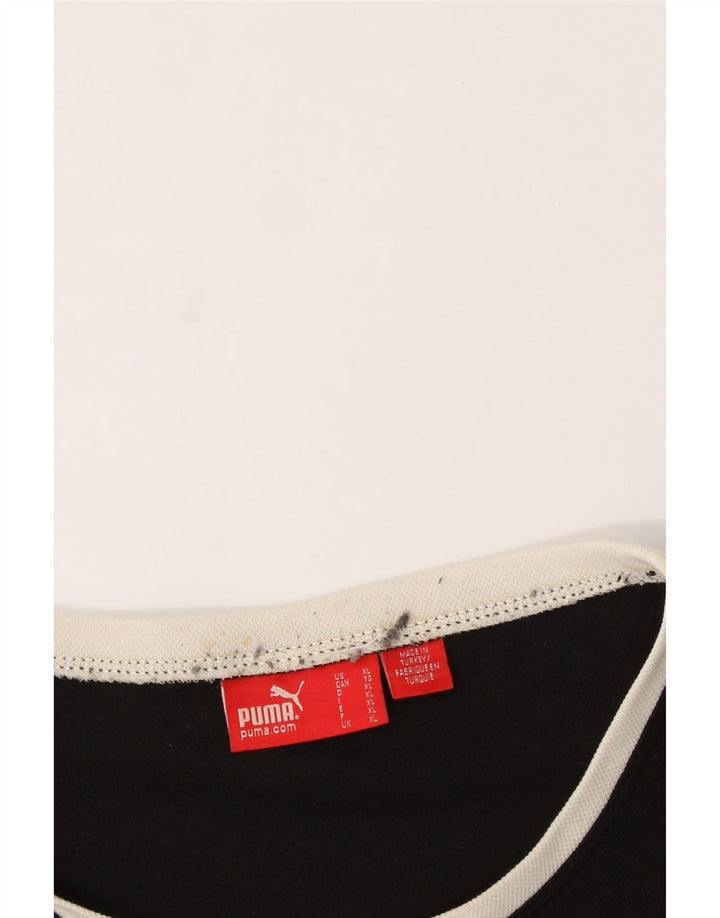 PUMA Mens T-Shirt Top XL Black Colourblock Vintage Puma and Second-Hand Puma from Messina Hembry 