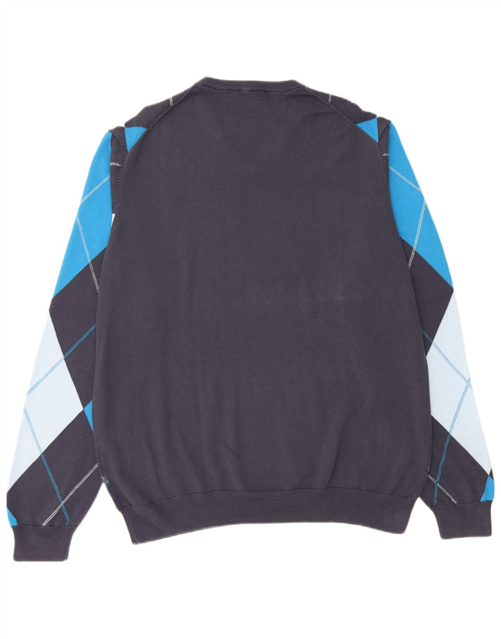 Мужской джемпер с v-образным вырезом LYLE & SCOTT 2XL темно-синий аргайл/бриллиант