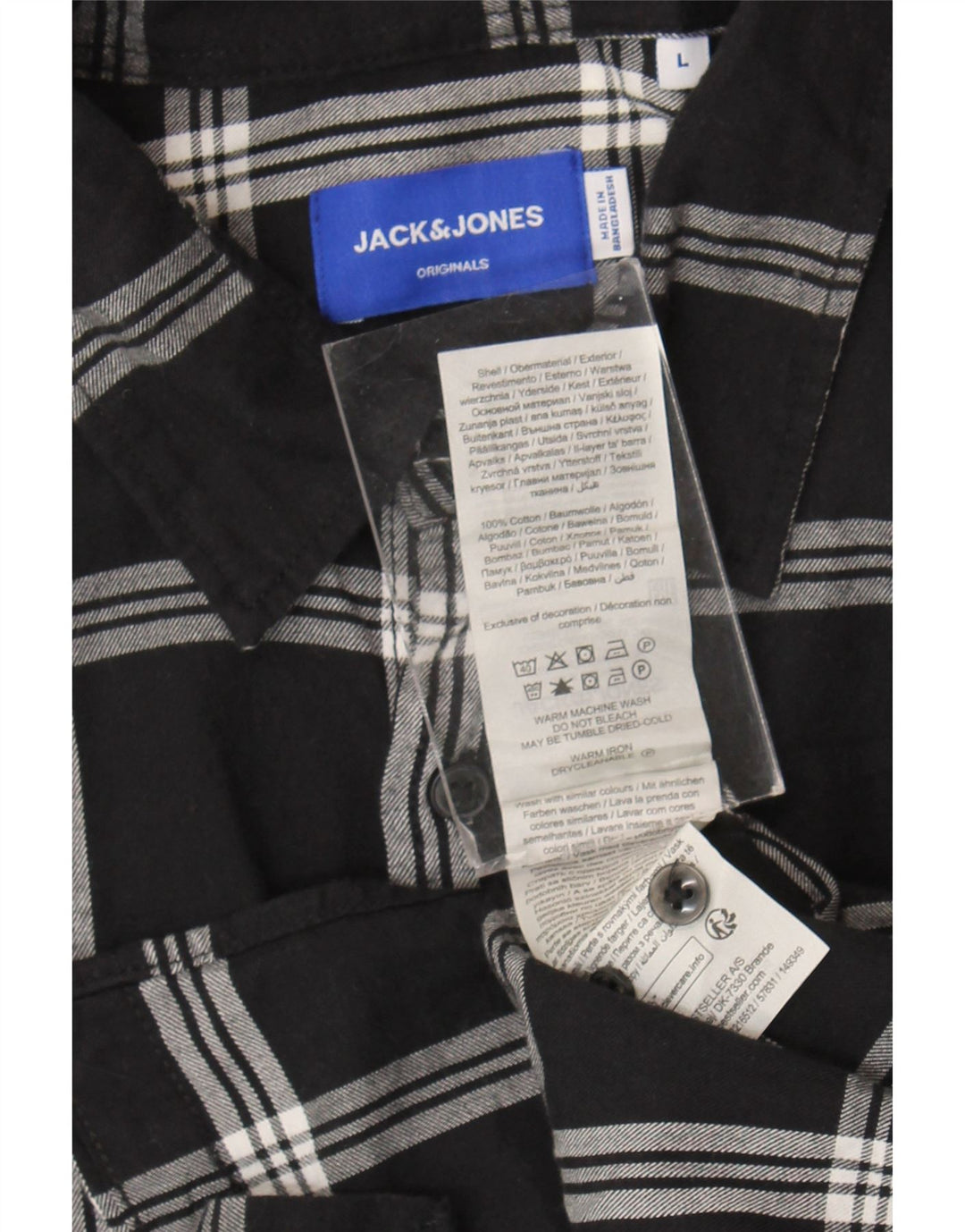 Мужская фланелевая рубашка Jack & Jones, большая черная клетка, хлопок