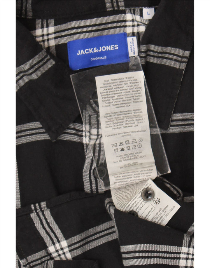 Мужская фланелевая рубашка Jack & Jones, большая черная клетка, хлопок