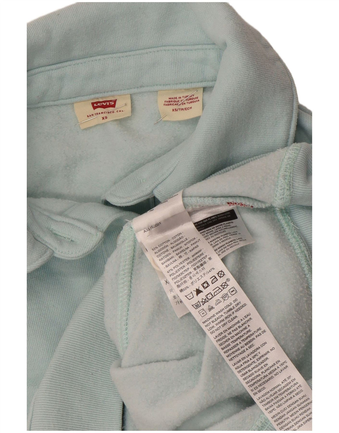 Женский укороченный свитер с воротником-поло оверсайз LEVI'S UK 6 XS Синий