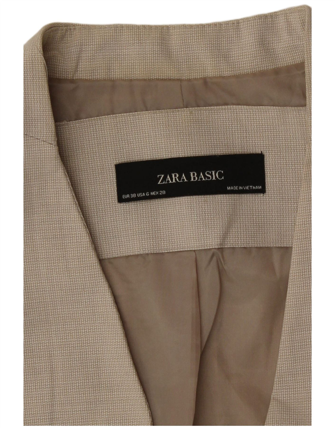 Женский пиджак на 1 пуговице Zara EU 38, маленький бежевый с узором «гусиные лапки»
