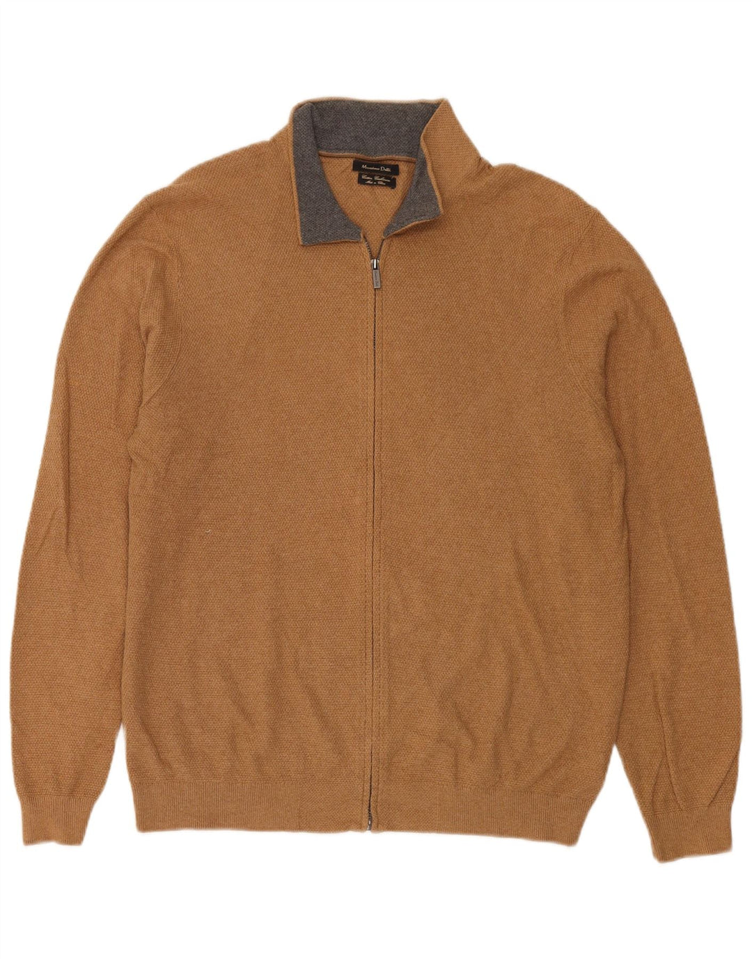 Мужской кардиган MASSIMO DUTTI, большой коричневый хлопковый свитер
