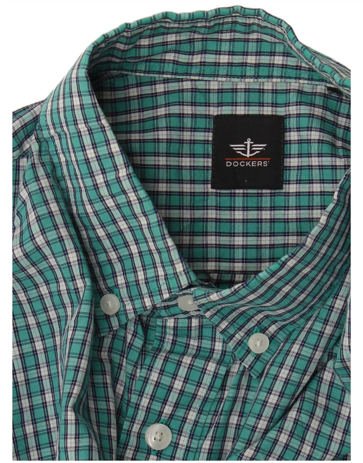 Мужская фланелевая рубашка Dockers в зеленую клетку среднего размера