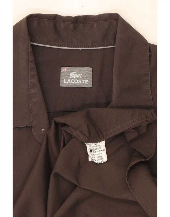 Мужская рубашка Lacoste, размер 43, большая, коричневая, хлопковая