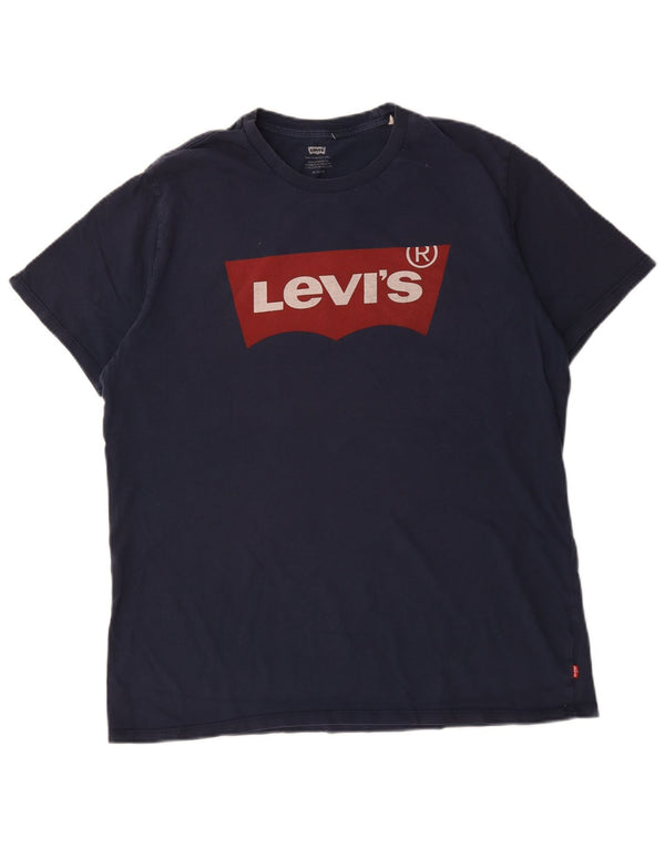 Мужская футболка с рисунком Levi's, топ XL, темно-синий, хлопок