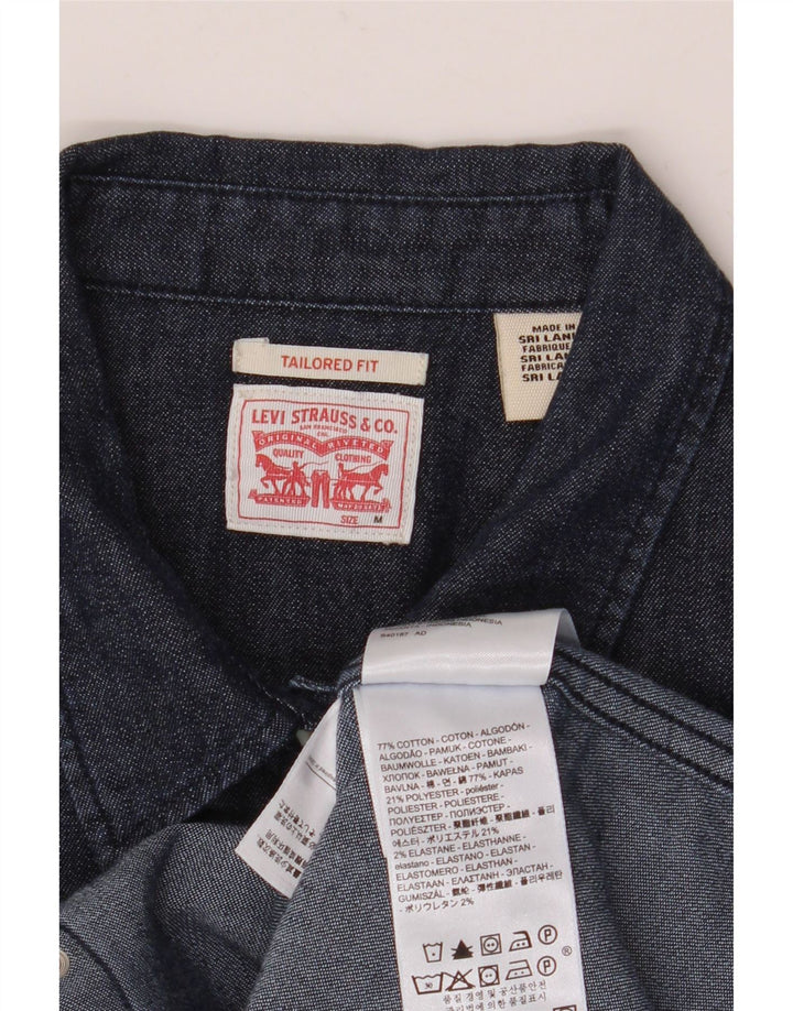 Женская джинсовая рубашка свободного покроя Levi's UK 14, средний темно-синий хлопок