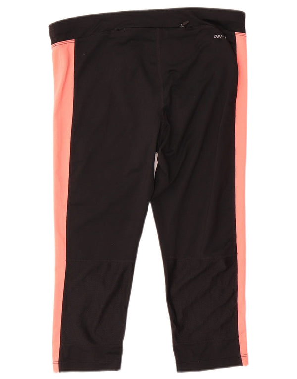 Женские леггинсы-капри Nike Dri Fit UK 14, средние черные цветные блоки