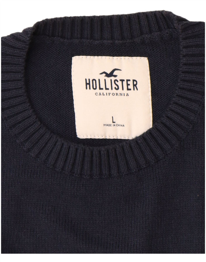 Мужской джемпер с круглым вырезом Hollister, большой темно-синий с узором аргайл/бриллиант